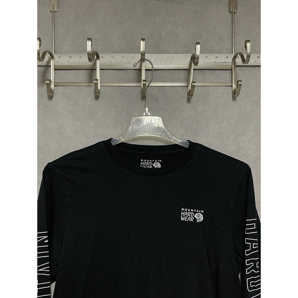 Mountain Hardwear Shirt Men M Black Tee Graphic L/S Spell Out Hiking Outdoor